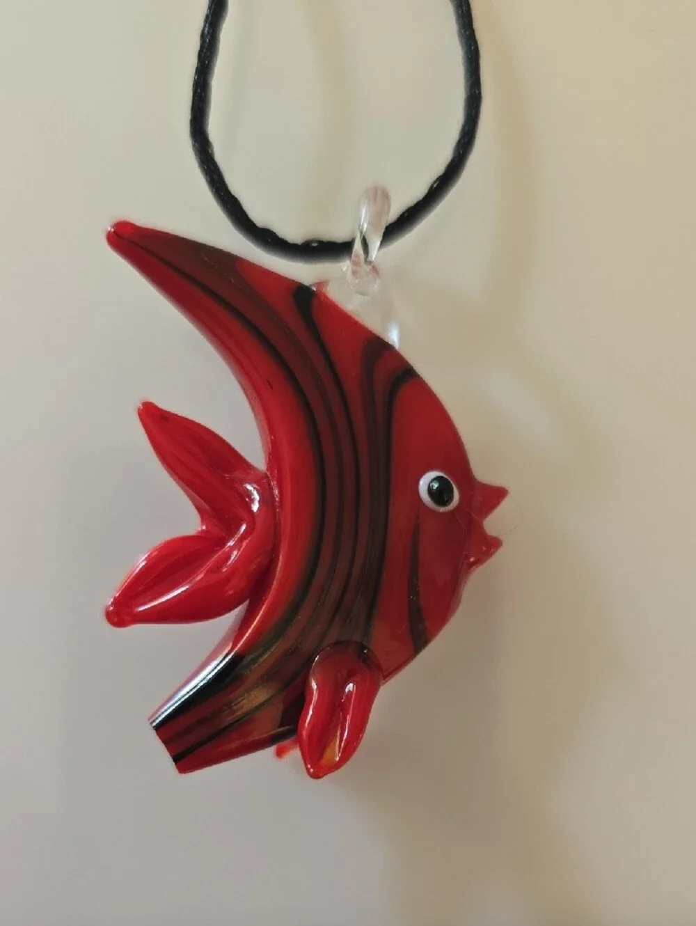 Red Glass Fish Pendant Necklace - Unbranded